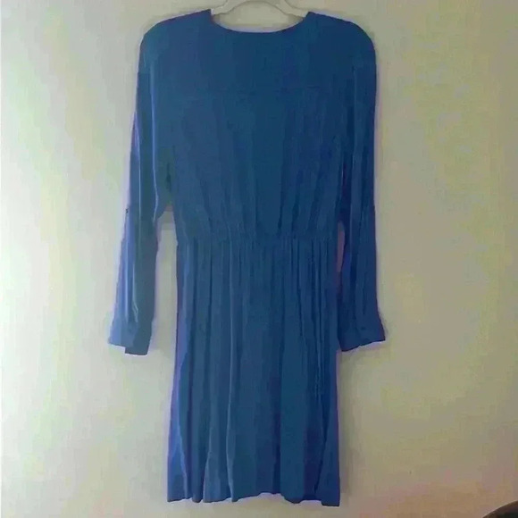 Anthropologie Maeve Lene Faux Wrap Blue Dress Size Medium Rayon/Viscose - Picture 7 of 9
